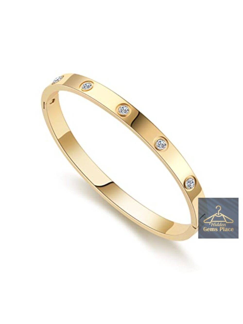 18K Gold-plated Bangle Bracelet Hidden Clasp Stainless Steel Friendship Love